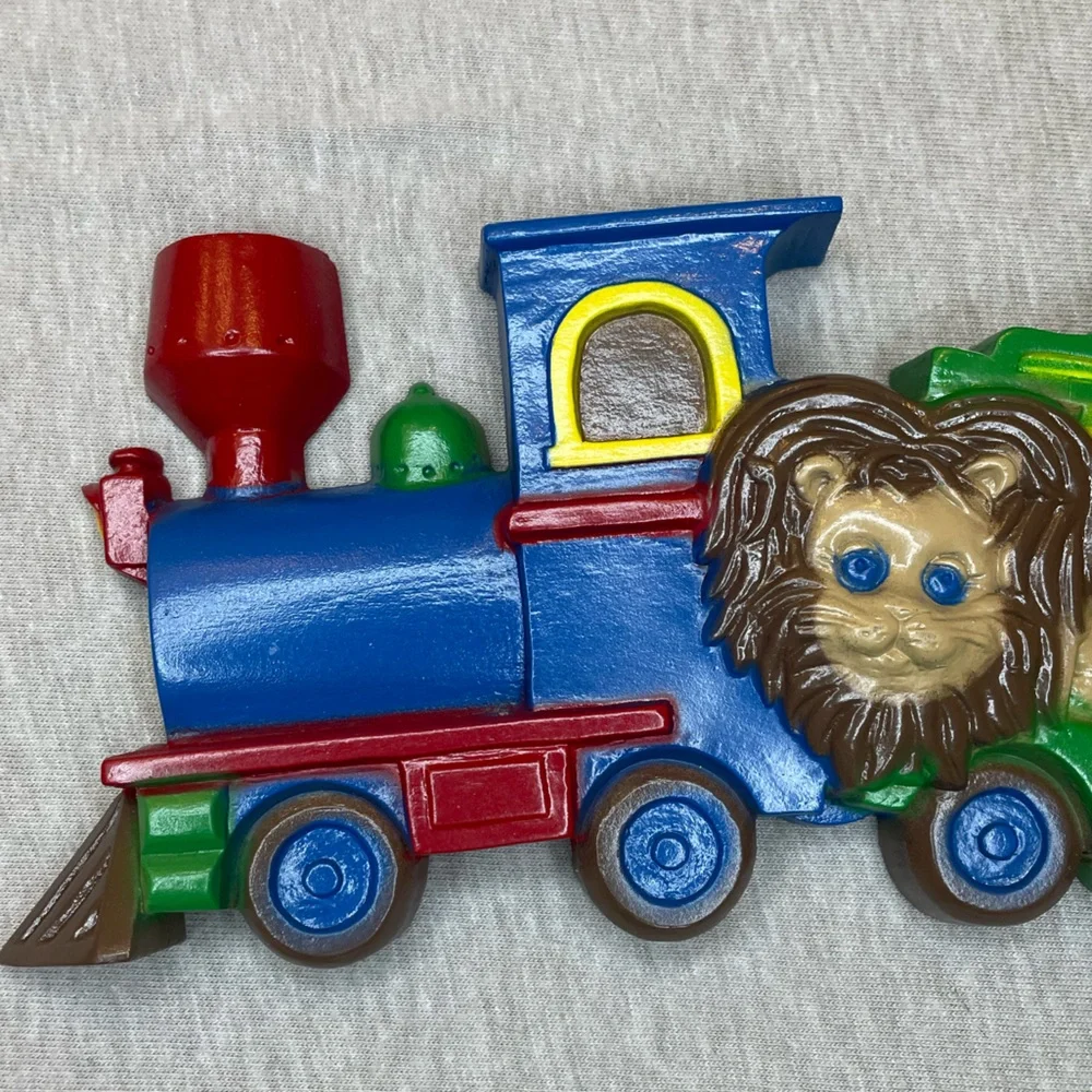 Vintage train decor Burwood USA made wall plastic children decor hanging circus